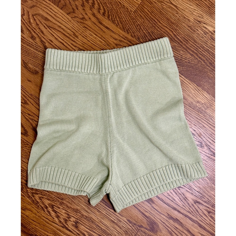 New Charlie Holiday Knit Shorts Women Medium Sage‎ Green Organic Cotton Blend